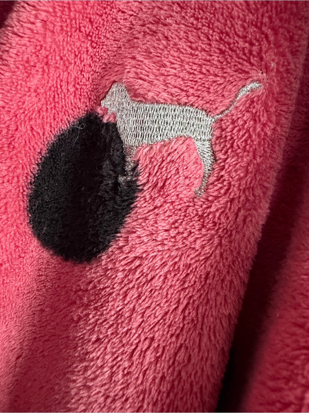 Victoria’s Secret PINK Plush Polka Dot Robe XS/S Dog Logo - Picture 2 of 2